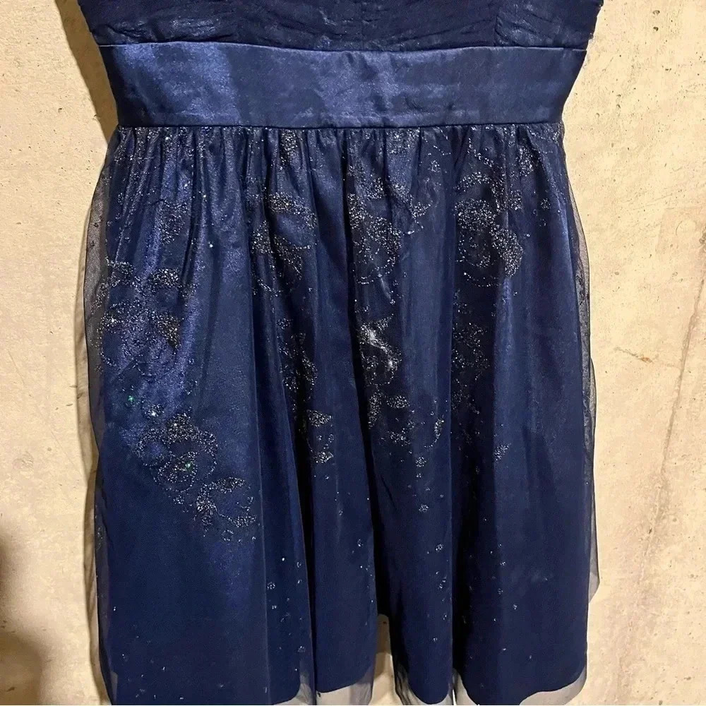 Hailey Logan by Adrianna Papell Formal Blue Glitter Mini Dress Size Juniors 5/6 - Picture 3 of 10